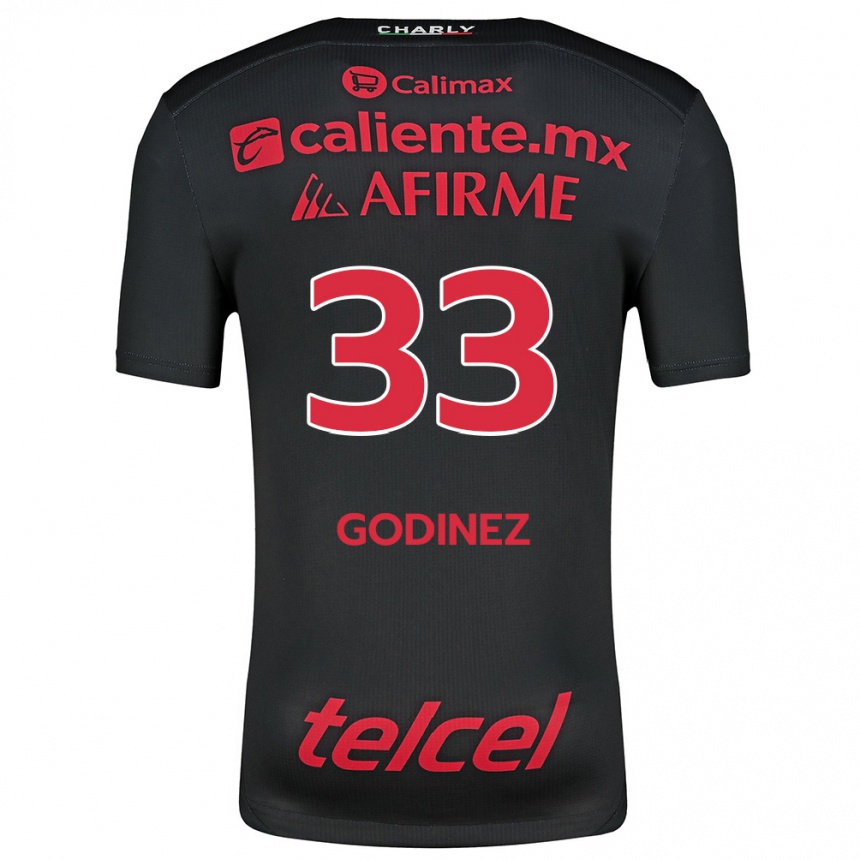 Enfant Football Maillot Rodrigo Godínez #33 Noir Rouge Tenues Domicile 2024/25