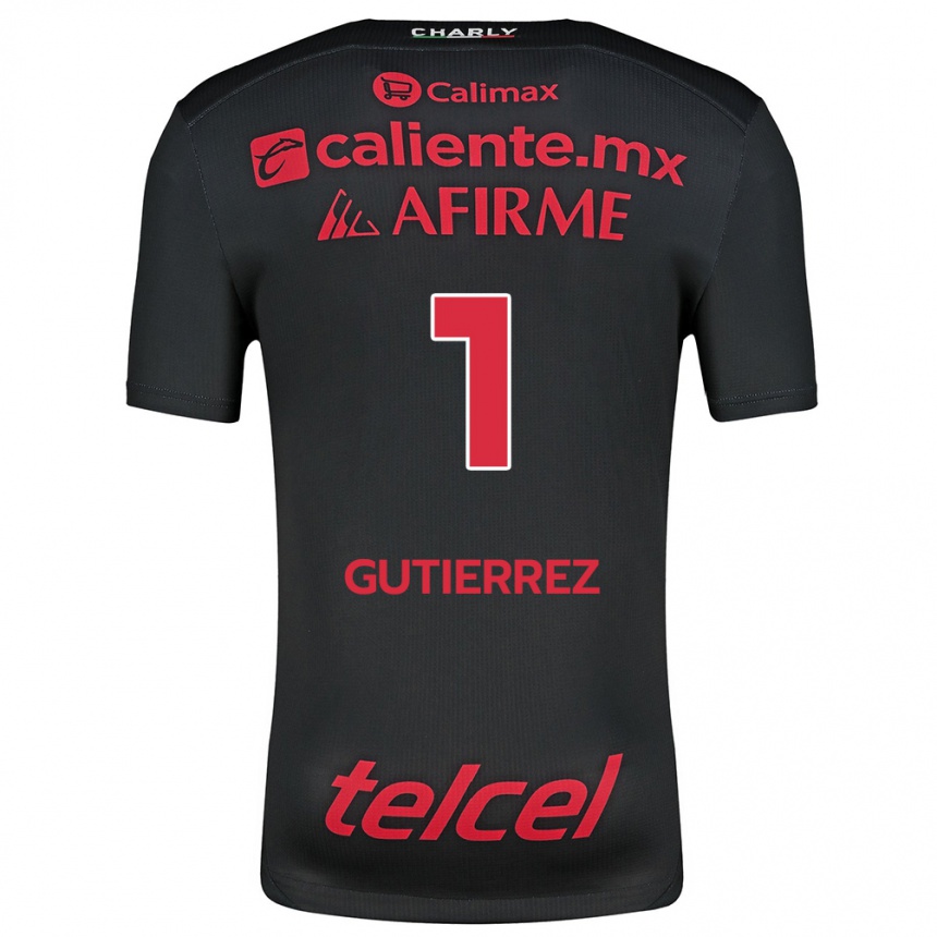 Enfant Football Maillot Alejandra Gutiérrez #1 Noir Rouge Tenues Domicile 2024/25