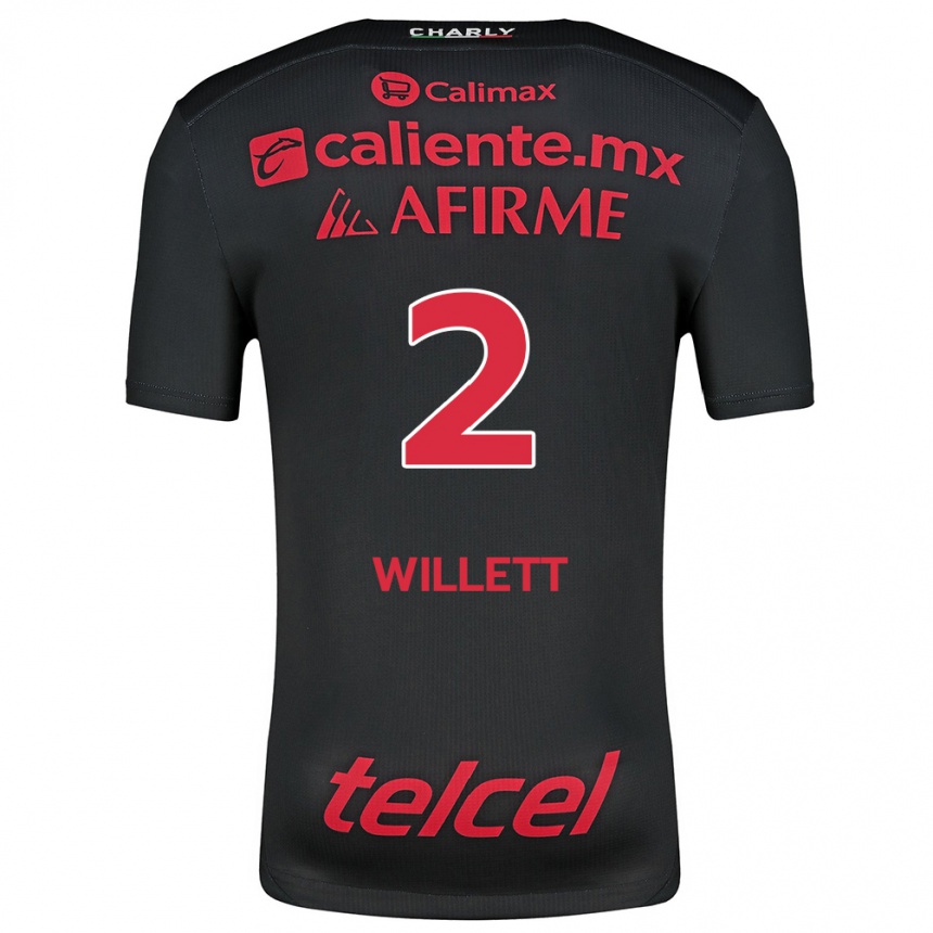 Enfant Football Maillot Adyson Willett #2 Noir Rouge Tenues Domicile 2024/25