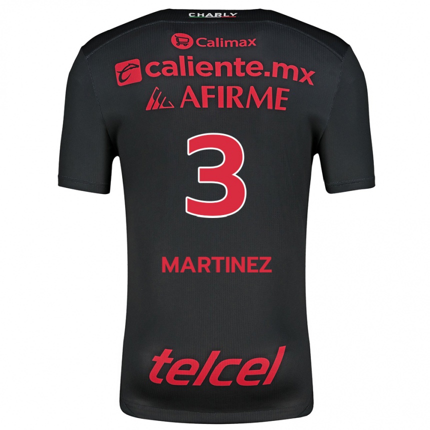 Enfant Football Maillot Nathaly Martínez #3 Noir Rouge Tenues Domicile 2024/25