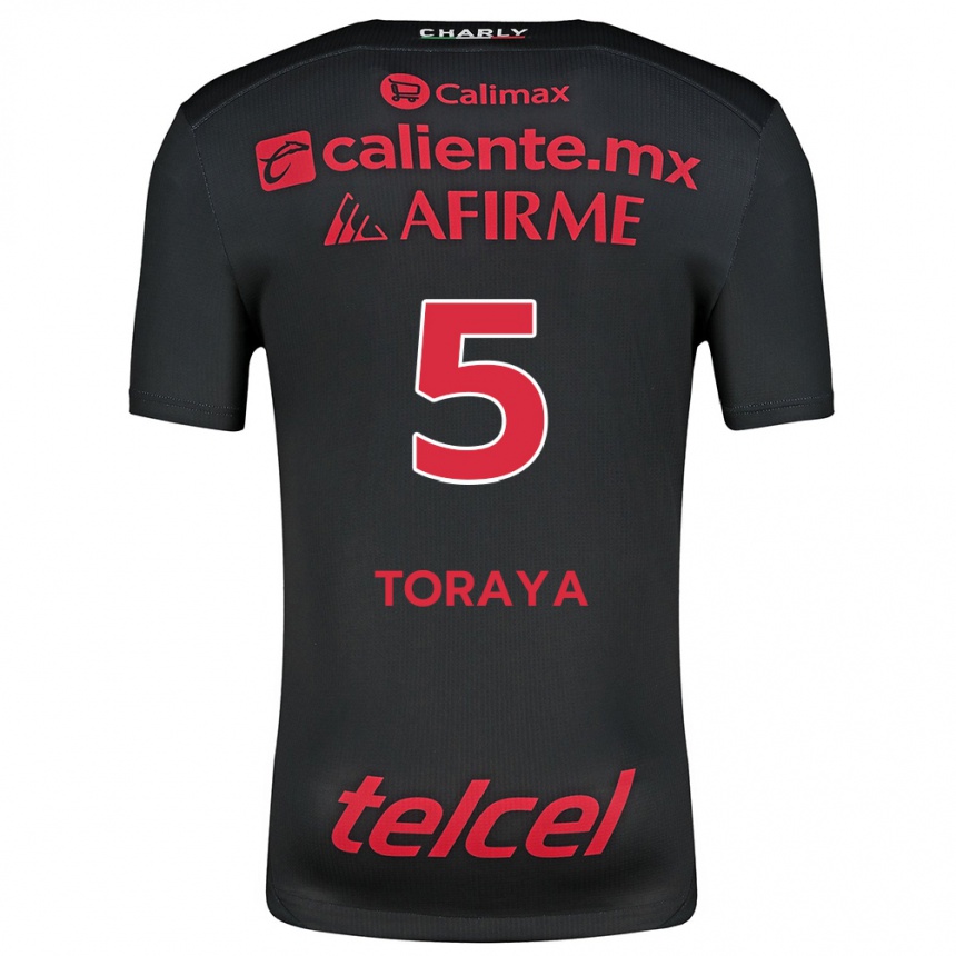 Enfant Football Maillot Yadira Toraya #5 Noir Rouge Tenues Domicile 2024/25