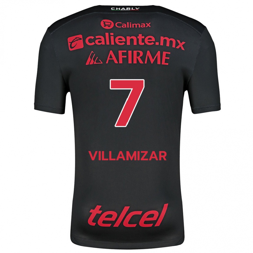 Enfant Football Maillot Paola Villamizar #7 Noir Rouge Tenues Domicile 2024/25