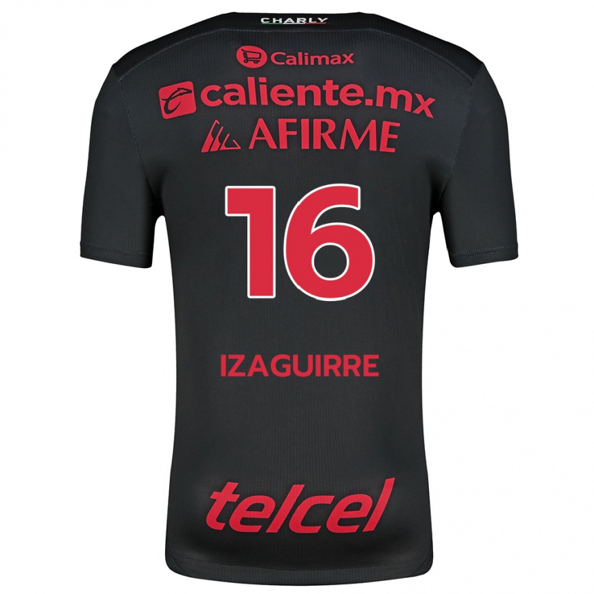 Enfant Football Maillot Estefanía Izaguirre #16 Noir Rouge Tenues Domicile 2024/25