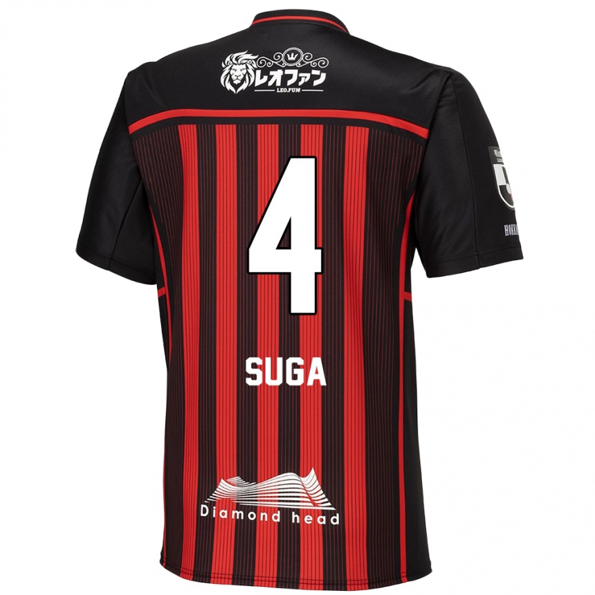 Enfant Football Maillot Daiki Suga #4 Rouge Noir Tenues Domicile 2024/25