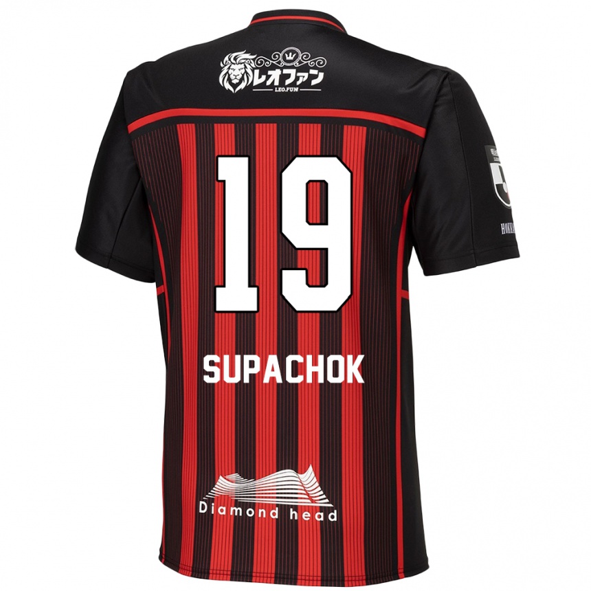 Enfant Football Maillot Supachok Sarachat #19 Rouge Noir Tenues Domicile 2024/25