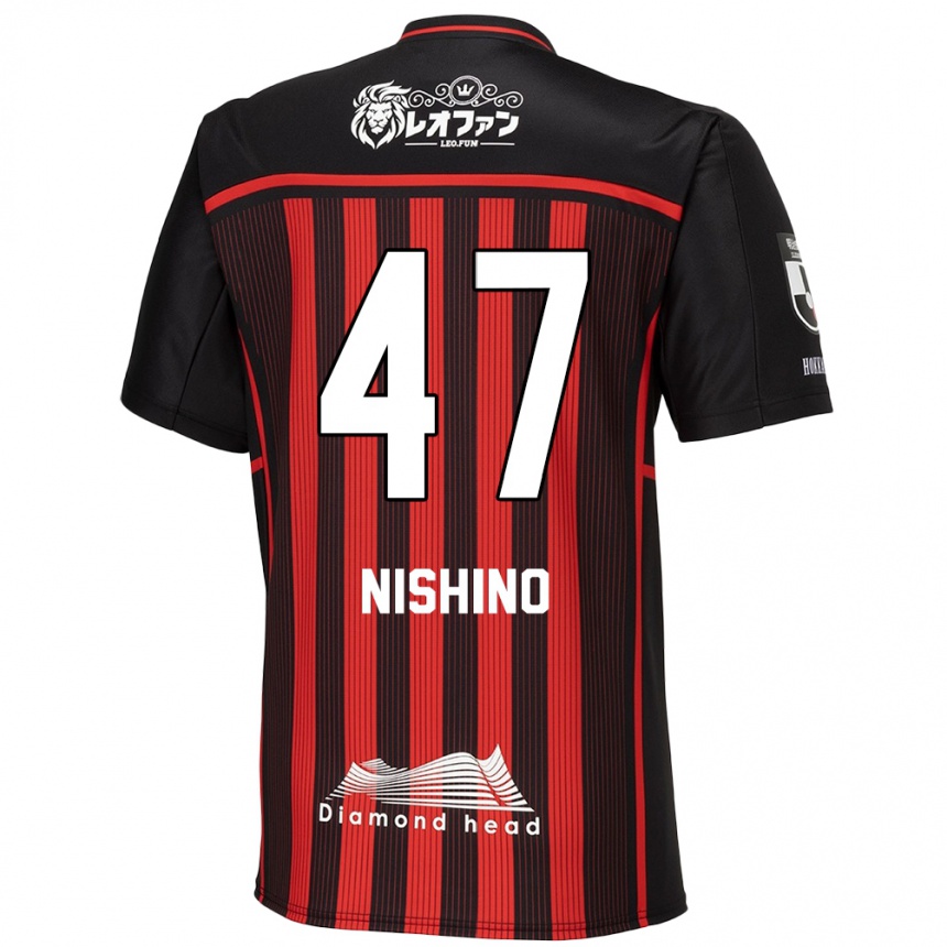 Enfant Football Maillot Shota Nishino #47 Rouge Noir Tenues Domicile 2024/25