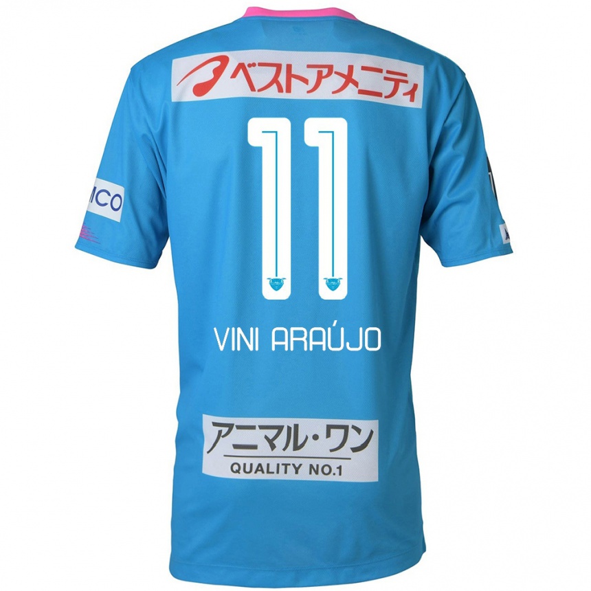 Enfant Football Maillot Vinícius Araújo #11 Bleu Rose Tenues Domicile 2024/25