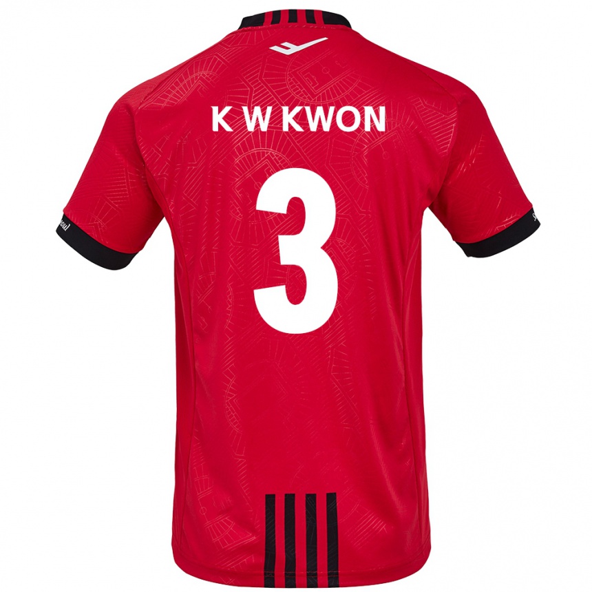 Enfant Football Maillot Wan-Kyu Kwon #3 Rouge Noir Tenues Domicile 2024/25