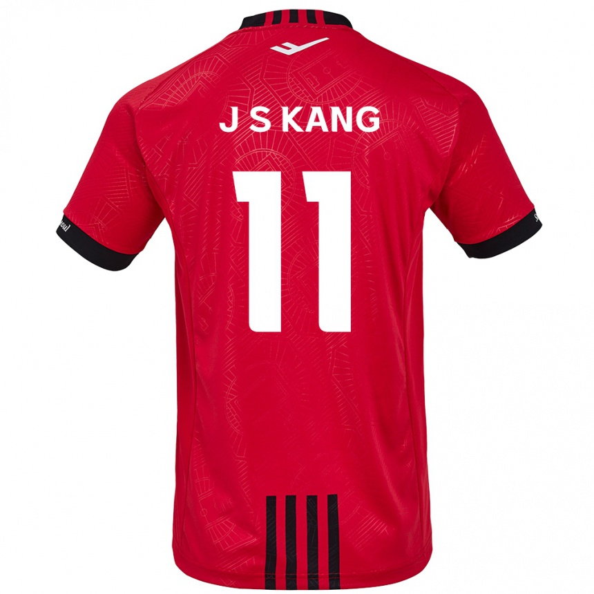 Enfant Football Maillot Seong-Jin Kang #11 Rouge Noir Tenues Domicile 2024/25