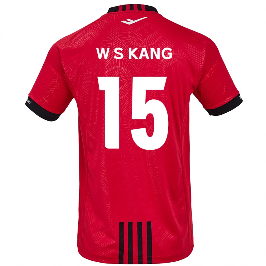 Enfant Football Maillot Sang-Woo Kang #15 Rouge Noir Tenues Domicile 2024/25