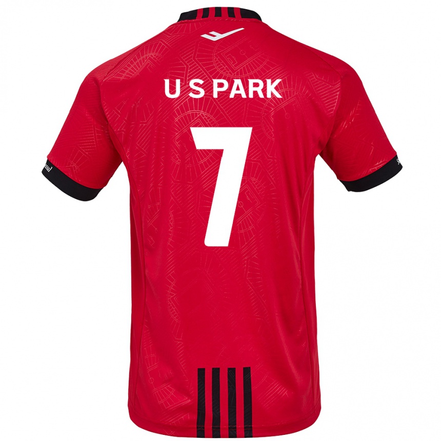 Enfant Football Maillot Sun-Uk Park #7 Rouge Noir Tenues Domicile 2024/25