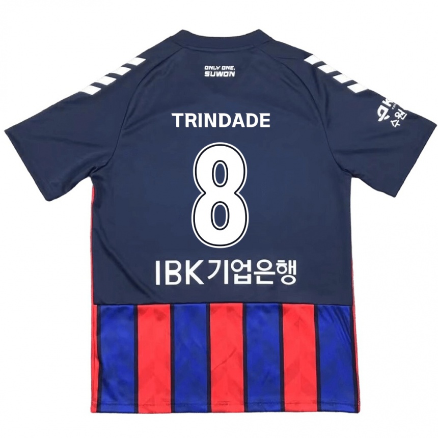 Enfant Football Maillot Matheus Trindade #8 Bleu Rouge Tenues Domicile 2024/25