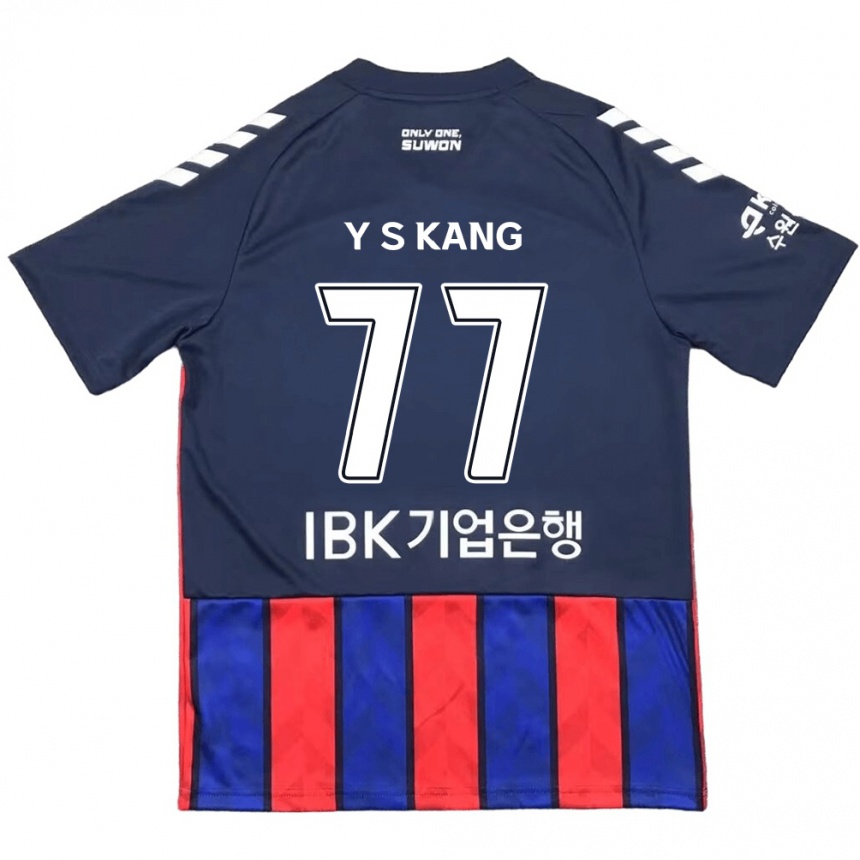 Enfant Football Maillot Sang-Yun Kang #77 Bleu Rouge Tenues Domicile 2024/25