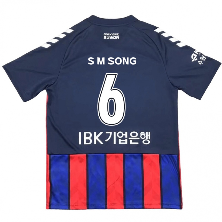 Enfant Football Maillot Min-Seob Song #6 Bleu Rouge Tenues Domicile 2024/25