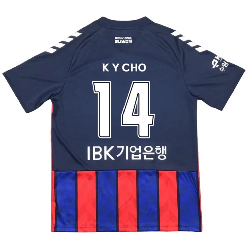 Enfant Football Maillot Yun-Kwon Cho #14 Bleu Rouge Tenues Domicile 2024/25