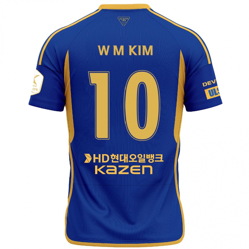 Enfant Football Maillot Min-Woo Kim #10 Bleu Jaune Tenues Domicile 2024/25