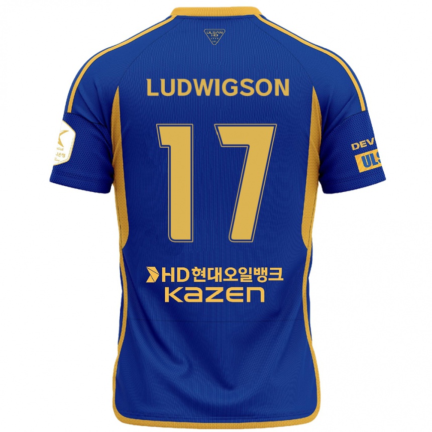 Enfant Football Maillot Gustav Ludwigson #17 Bleu Jaune Tenues Domicile 2024/25