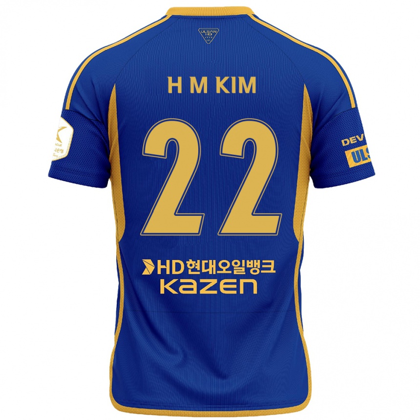 Enfant Football Maillot Min-Hyuk Kim #22 Bleu Jaune Tenues Domicile 2024/25