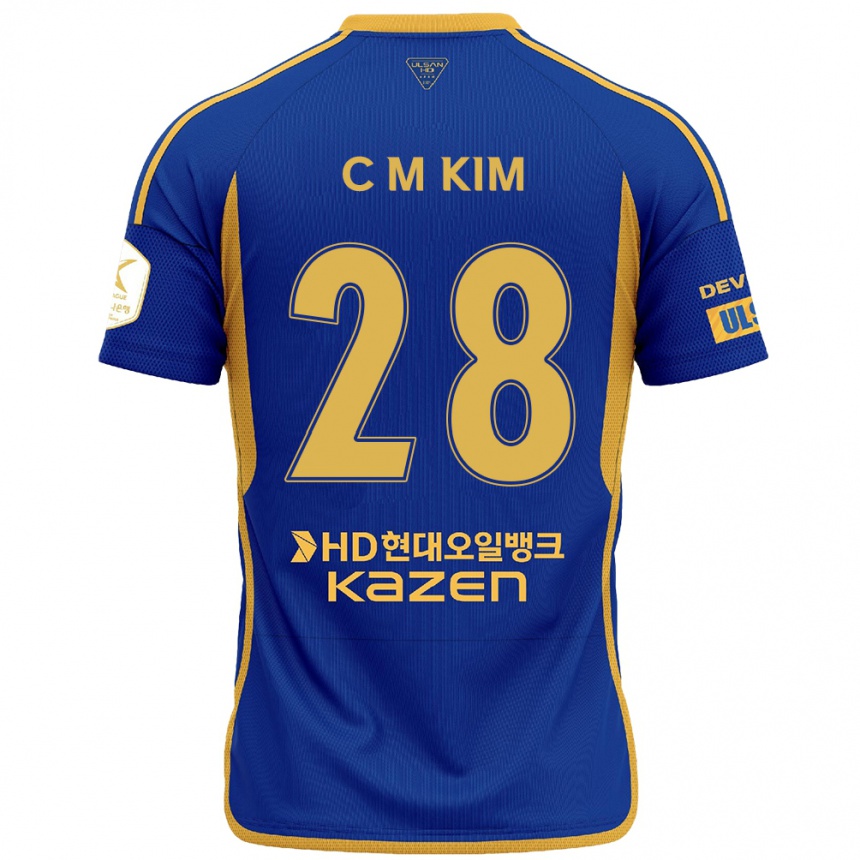 Enfant Football Maillot Min-Chan Kim #28 Bleu Jaune Tenues Domicile 2024/25