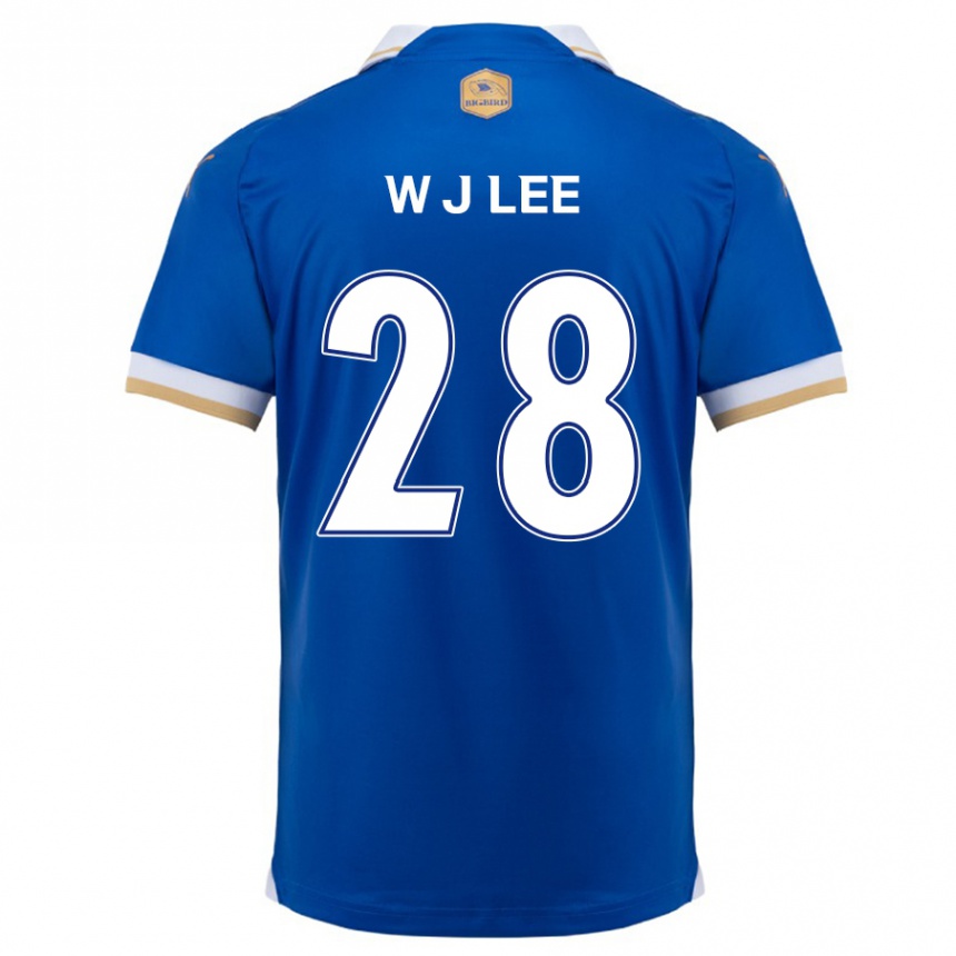 Enfant Football Maillot Jun-Woo Lee #28 Bleu Blanc Tenues Domicile 2024/25