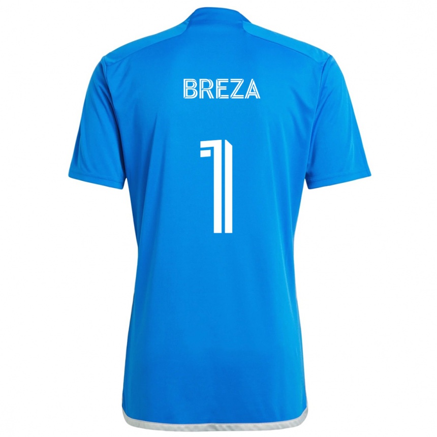 Enfant Football Maillot Sebastian Breza #1 Bleu Blanc Tenues Domicile 2024/25