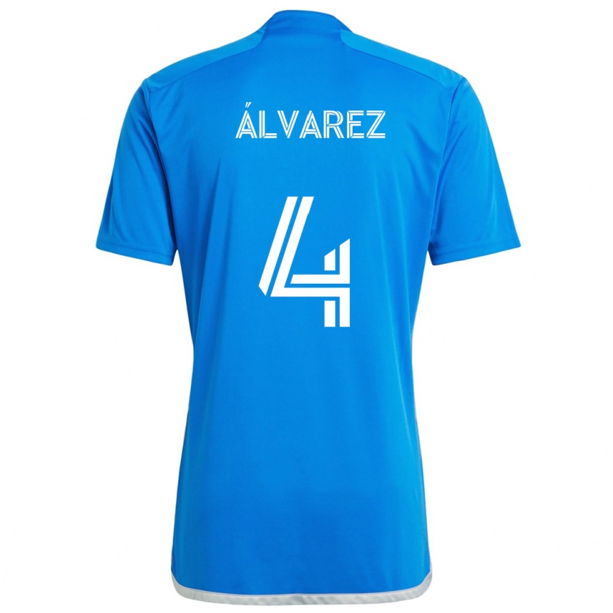 Enfant Football Maillot Fernando Álvarez #4 Bleu Blanc Tenues Domicile 2024/25