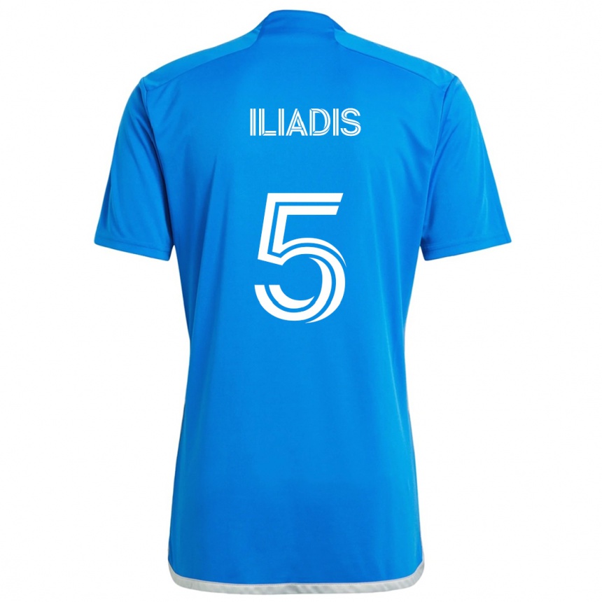 Enfant Football Maillot Ilias Iliadis #5 Bleu Blanc Tenues Domicile 2024/25