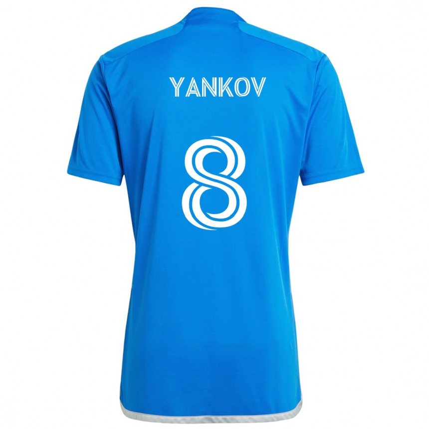 Enfant Football Maillot Dominik Yankov #8 Bleu Blanc Tenues Domicile 2024/25