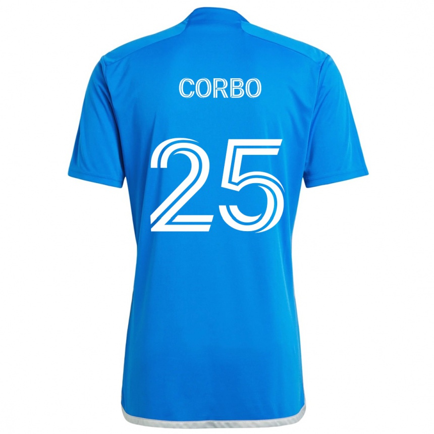 Enfant Football Maillot Gabriele Corbo #25 Bleu Blanc Tenues Domicile 2024/25