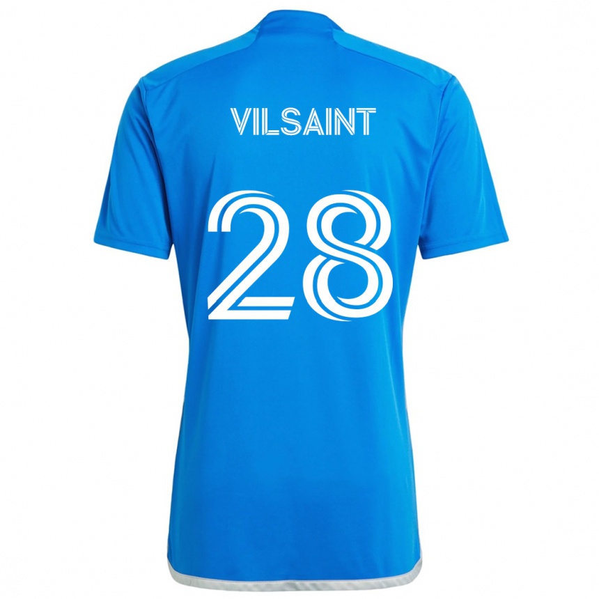 Enfant Football Maillot Jules-Anthony Vilsaint #28 Bleu Blanc Tenues Domicile 2024/25