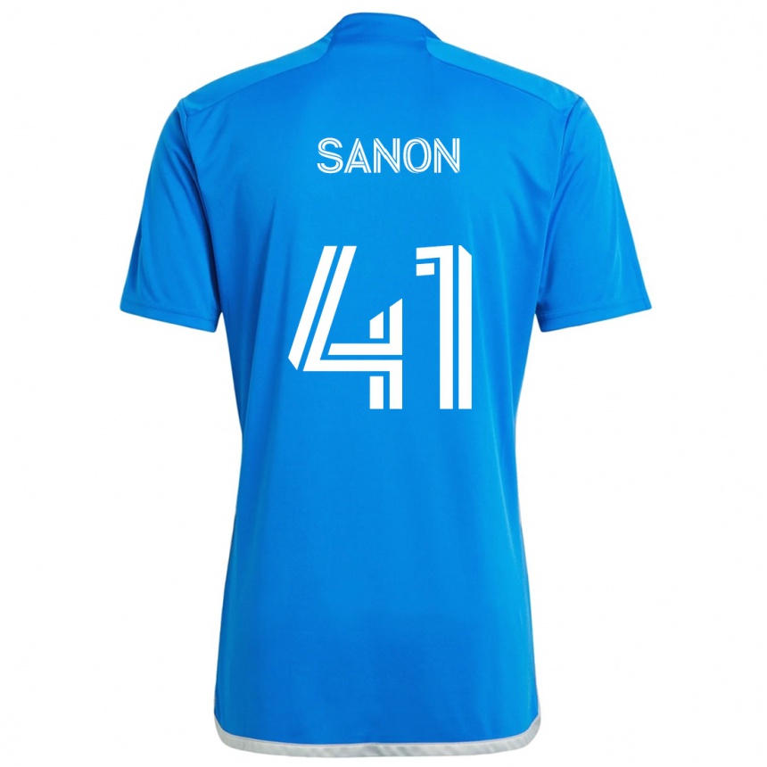 Enfant Football Maillot Jérémy Sanon #41 Bleu Blanc Tenues Domicile 2024/25