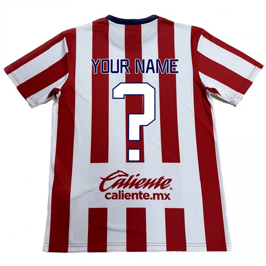 Enfant Football Maillot Votre Nom #0 Rouge Blanc Tenues Domicile 2024/25