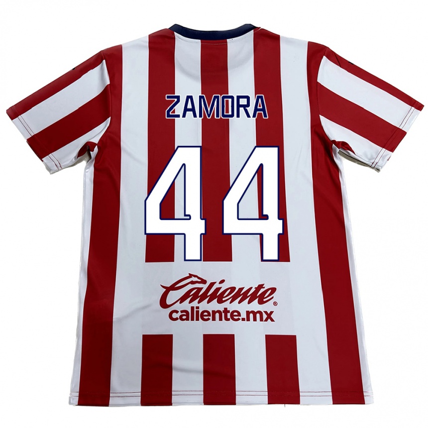 Enfant Football Maillot Saúl Zamora #44 Rouge Blanc Tenues Domicile 2024/25