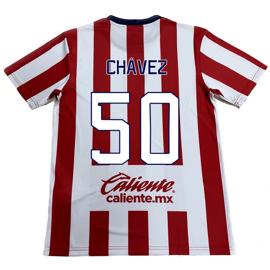 Enfant Football Maillot Mateo Chávez #50 Rouge Blanc Tenues Domicile 2024/25