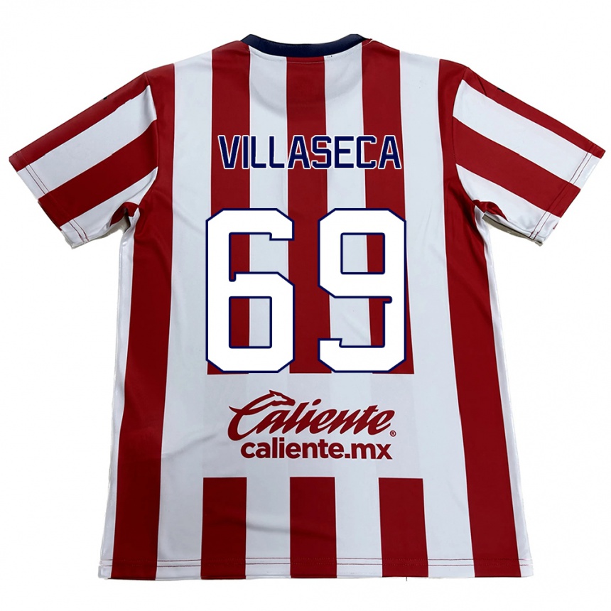 Enfant Football Maillot Daniel Villaseca #69 Rouge Blanc Tenues Domicile 2024/25