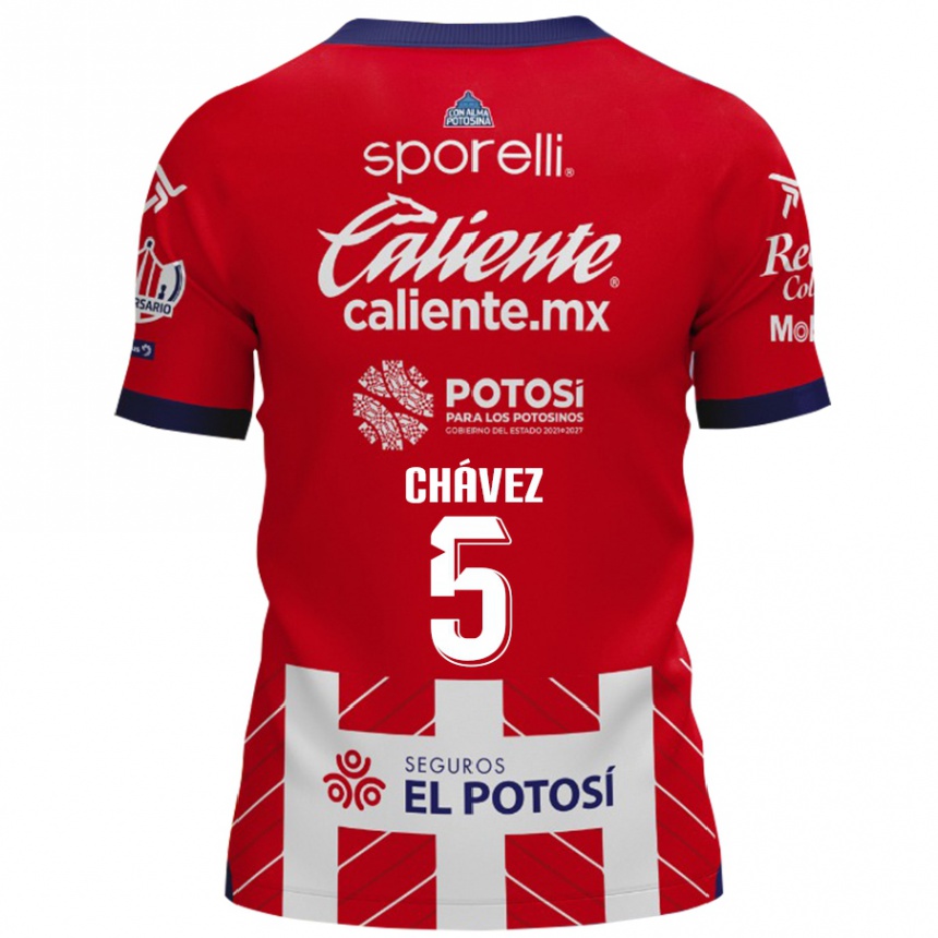 Enfant Football Maillot Ricardo Chávez #5 Rouge Blanc Tenues Domicile 2024/25