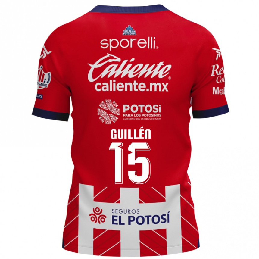 Enfant Football Maillot Daniel Guillén #15 Rouge Blanc Tenues Domicile 2024/25