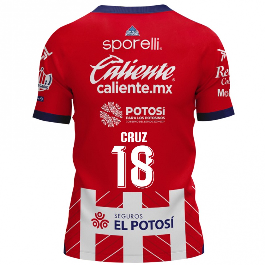 Enfant Football Maillot Aldo Cruz #18 Rouge Blanc Tenues Domicile 2024/25