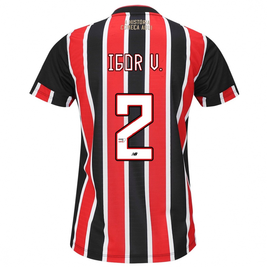 Enfant Football Maillot Igor Vinícius #2 Noir Rouge Blanc Tenues Extérieur 2024/25