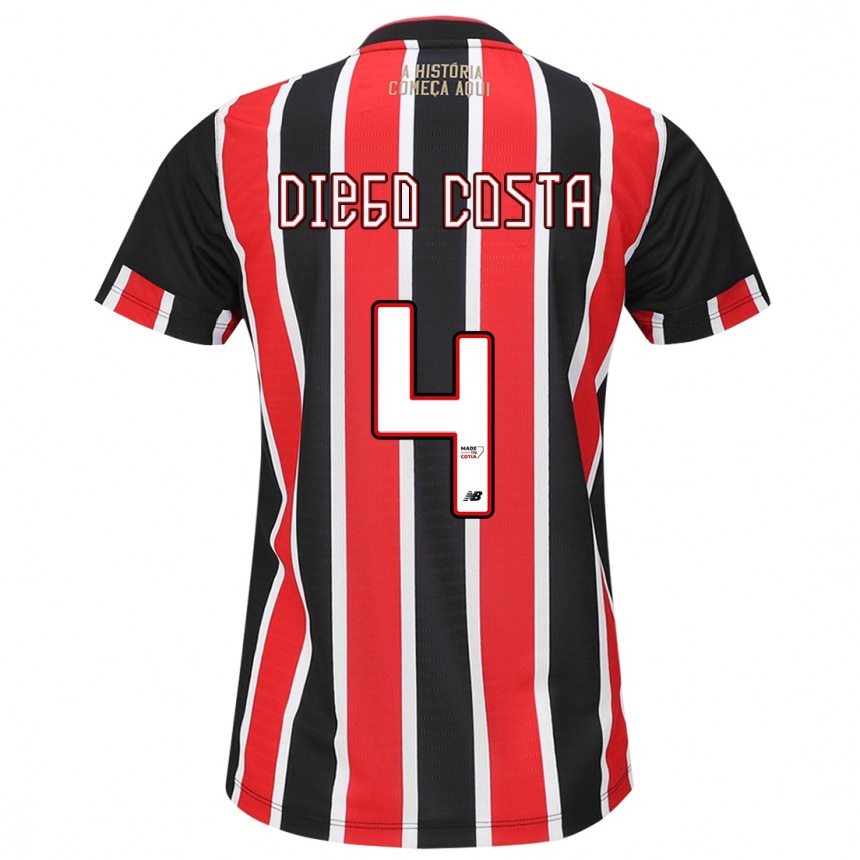 Enfant Football Maillot Diego Costa #4 Noir Rouge Blanc Tenues Extérieur 2024/25