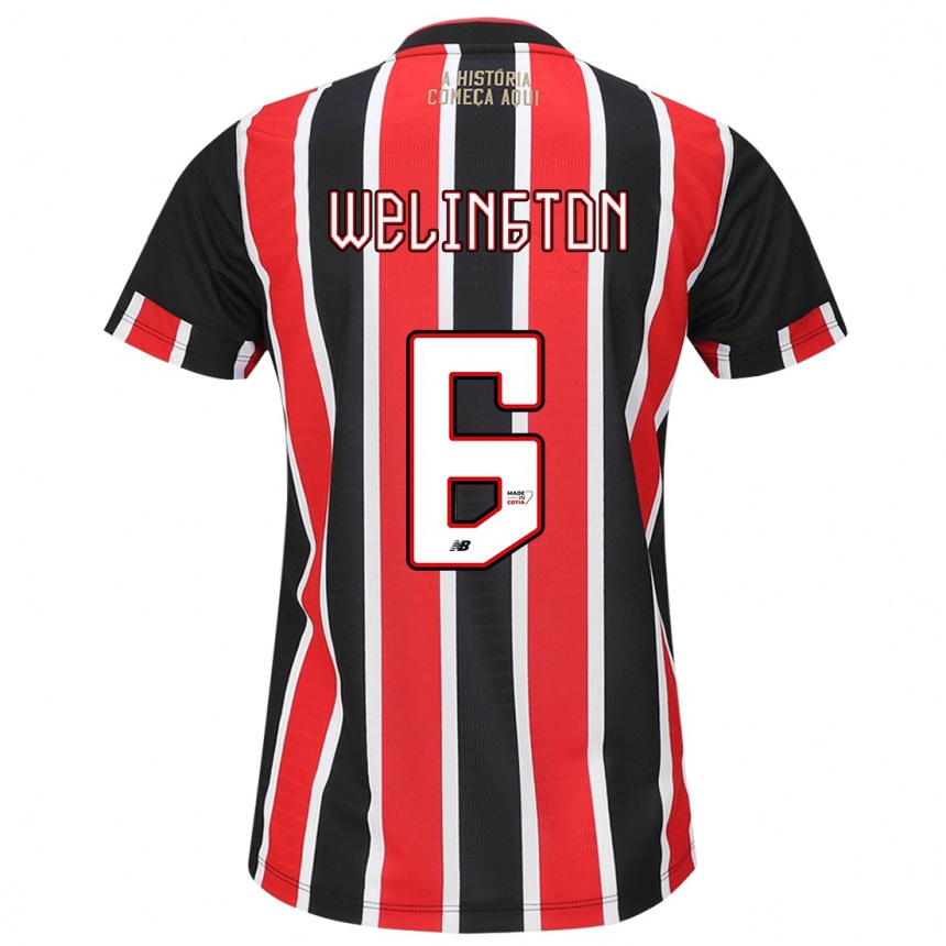 Enfant Football Maillot Welington #6 Noir Rouge Blanc Tenues Extérieur 2024/25