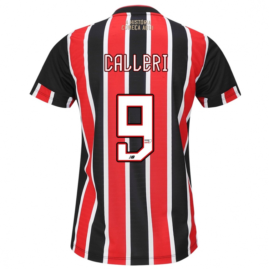 Enfant Football Maillot Jonathan Calleri #9 Noir Rouge Blanc Tenues Extérieur 2024/25