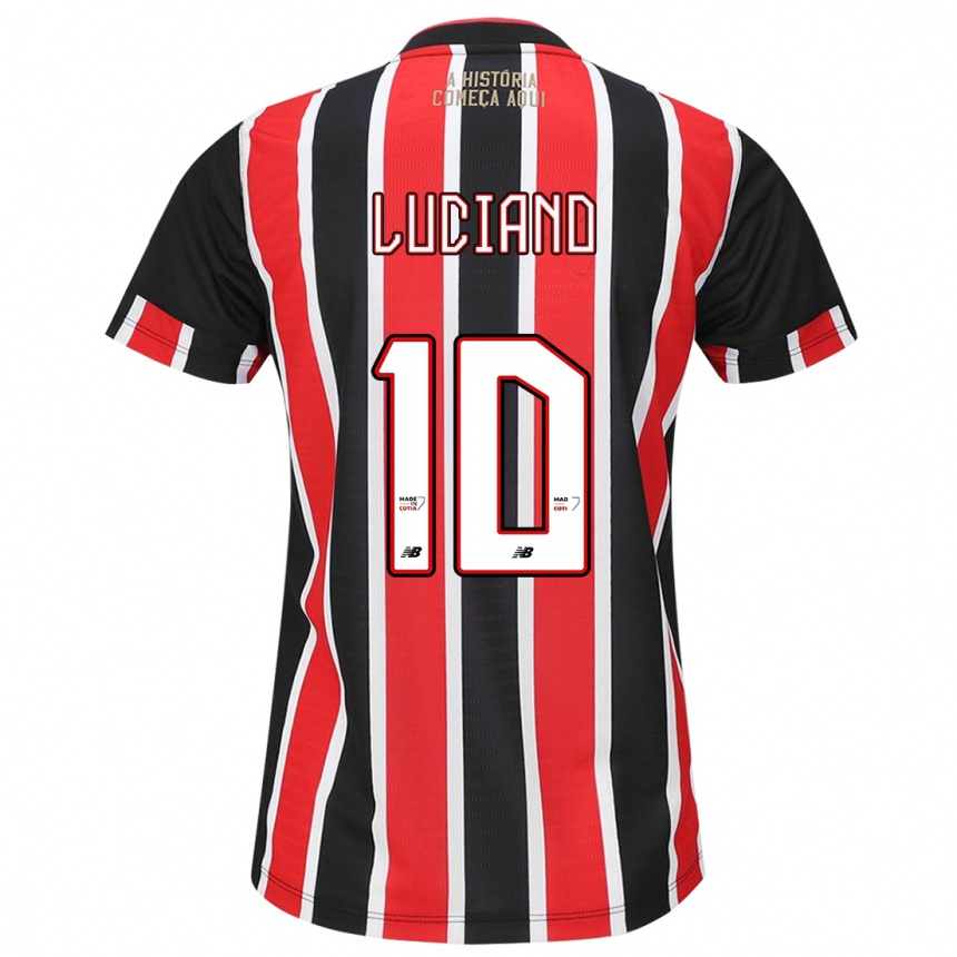 Enfant Football Maillot Luciano #10 Noir Rouge Blanc Tenues Extérieur 2024/25