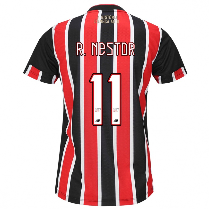 Enfant Football Maillot Rodrigo Nestor #11 Noir Rouge Blanc Tenues Extérieur 2024/25