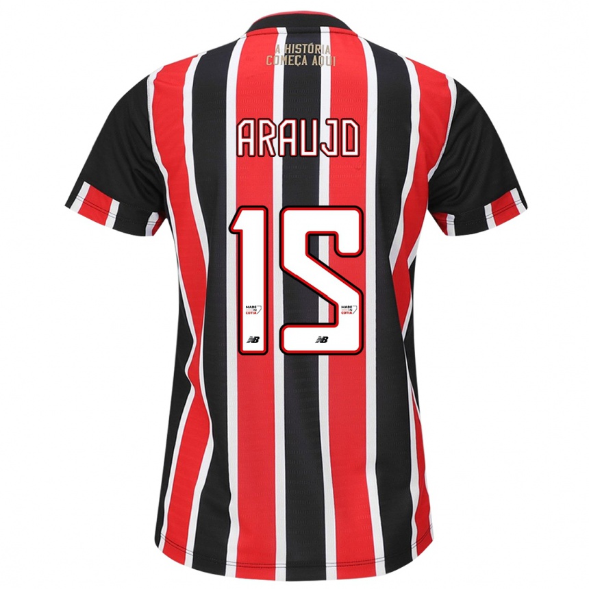 Enfant Football Maillot Michel Araújo #15 Noir Rouge Blanc Tenues Extérieur 2024/25