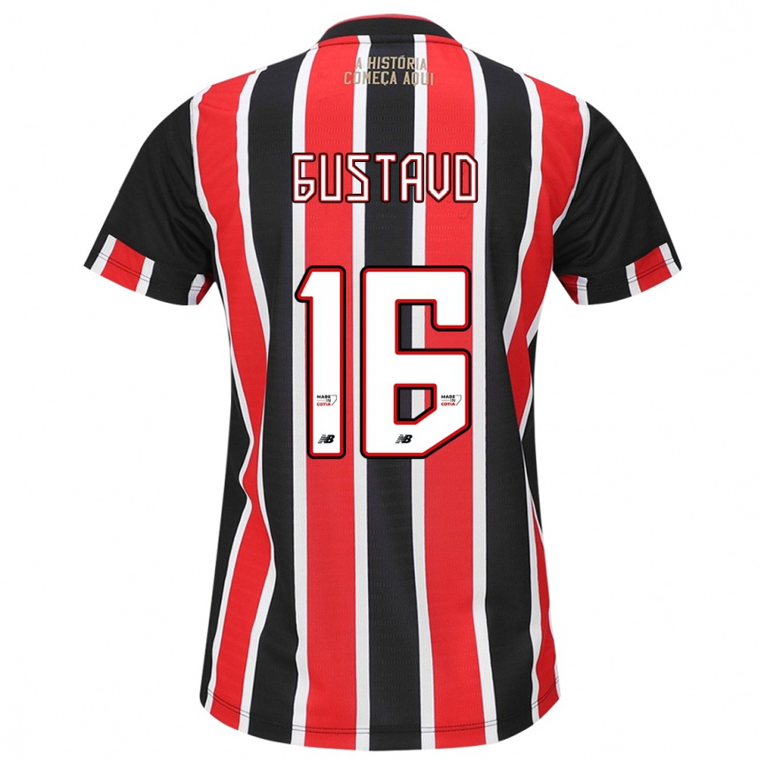 Enfant Football Maillot Luiz Gustavo #16 Noir Rouge Blanc Tenues Extérieur 2024/25