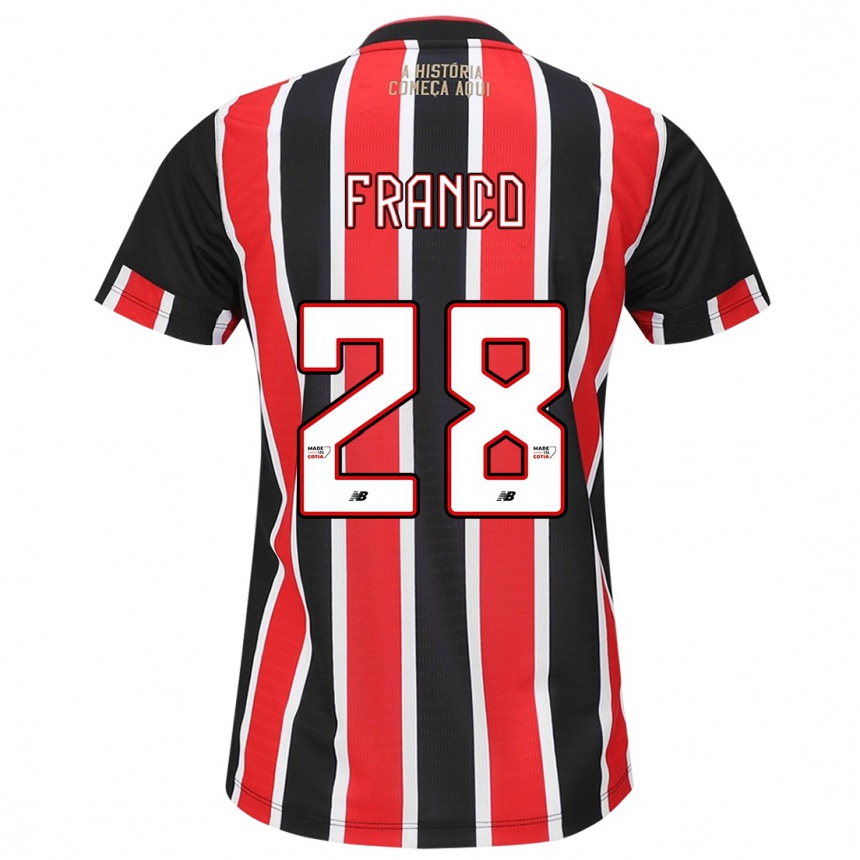 Enfant Football Maillot Alan Franco #28 Noir Rouge Blanc Tenues Extérieur 2024/25