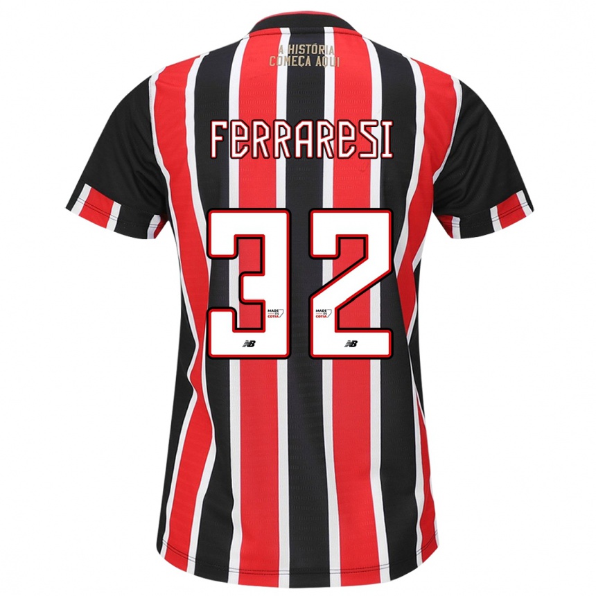 Enfant Football Maillot Nahuel Ferraresi #32 Noir Rouge Blanc Tenues Extérieur 2024/25