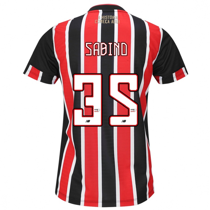 Enfant Football Maillot Sabino #35 Noir Rouge Blanc Tenues Extérieur 2024/25