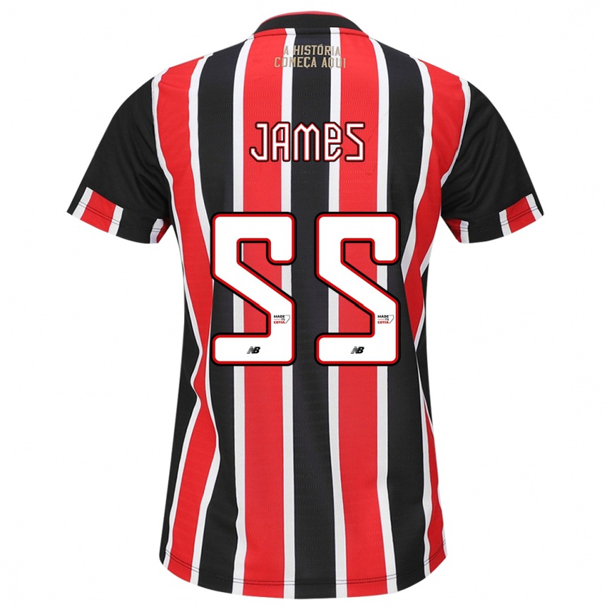 Enfant Football Maillot James Rodríguez #55 Noir Rouge Blanc Tenues Extérieur 2024/25